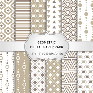 Geometric Digital Paper: "Geometric Patterns" Paper for Scrapbook, Geometric Digital Paper, Sand Digital Paper, Geometric Backgrounds image 1