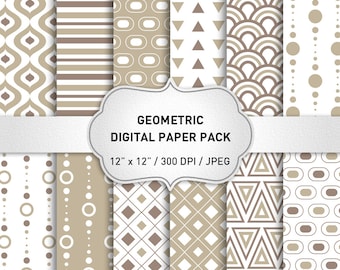 Geometric Digital Paper: "Geometric Patterns" Paper for Scrapbook, Geometric Digital Paper, Sand Digital Paper, Geometric Backgrounds