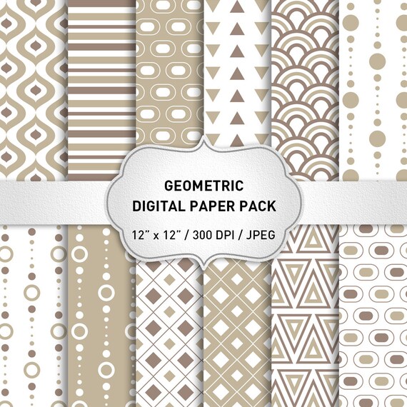 Geometric Digital Paper: "Geometric Patterns" Paper for Scrapbook, Geometric Digital Paper, Sand Digital Paper, Geometric Backgrounds