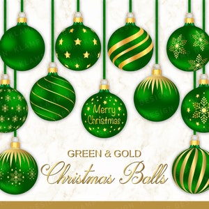 Christmas Balls Clipart, Blue and Gold Christmas Baubles, Christmas Ornaments, Holiday Clipart, Christmas Clipart