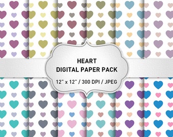 Heart Digital Paper: " Valentine Digital Paper" Hearts Digital Scrapbook Paper, Heart Pattern, Heart Papers, Love Pattern, Heart Background