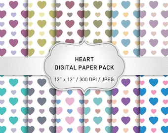 Heart Digital Paper: " Valentine Digital Paper" Hearts Digital Scrapbook Paper, Heart Pattern, Heart Papers, Love Pattern, Heart Background