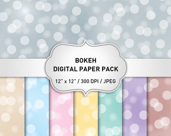 Bokeh Digital Paper, Digital Paper Pack, Bokeh Digital Backgrouns, Scrapbook Paper, Instant Download, Blog Background