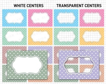 Frame Clipart: "Polka Dots Frames" Digital Border Frame, Digital Lables, Digital Tags, Printable Labels, Digital Frame, Label Clipart