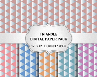 Triangle Digital Paper, Geometric Digital Paper, Scrapbook Paper, Instant Download, Geometric Background, Geometric Papttern