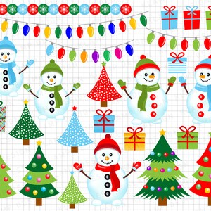 Clipart di Natale: &quot;Albero di Natale Clipart&quot; pupazzo di neve Clipart, Clipart digitale, ornamento di Natale, di Natale Natale stampabile