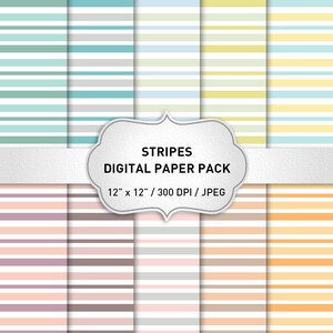 Stripes Digital Paper Pack, Digital Paper Stripes, Stripes Background, Stripes Digital Paper, Scrapbooking Paper, Instant Download