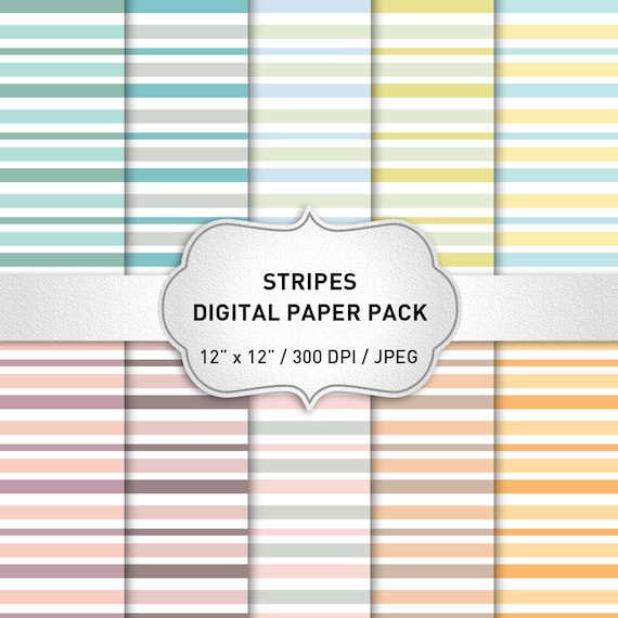 Stripes Digital Paper Pack, Digital Paper Stripes, Stripes Background, Stripes Digital Paper, Scrapbooking Paper, Instant Download