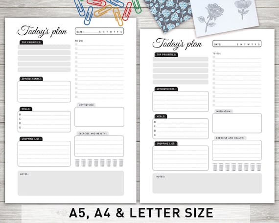 Daily Planner Printable TODAY S PLAN Daily Etsy