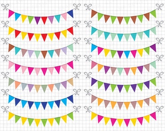 Wimpelkette, Banners Clipart, Wimpelkette Clipart, Party Buntpapier, Banner Clipart, Banner Flagge Clipart, Party Banner, Feiertags Wimpelkette