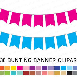Bunting Banners Clipart: &quot;BANNER FLAG Clipart&quot; Party Bunting, Banner Clipart, Pennant Flags Clipart, Bunting Clipart, Bunting
