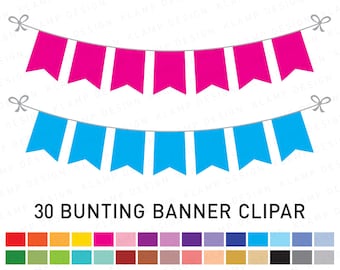 Bunting Banners Clipart: "BANNER FLAG Clipart" Party Bunting, Banner Clipart, Pennant Flags Clipart, Bunting Clipart, Bunting