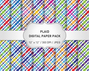 Plaid Digital Paper: "Plaid Patterns" for scrapbooking, Tartan Digital Paper, Plaid Backgrounds, Tartan Pattern, Tartan Background