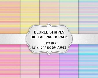 Abstract Digital Paper, Striped Digital Paper, Pastel Digital Paper Pack, Instant Download, Scrapbook Digital Papers, Web Backgrounds