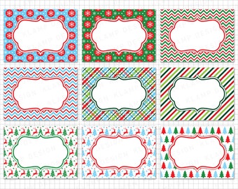 Christmas Digital Frames: "CHRISTMAS FRAME CLIPART" Christmas Labels Clipart, Frame Clipart, Christmas Tags, Christmas Season Clipart