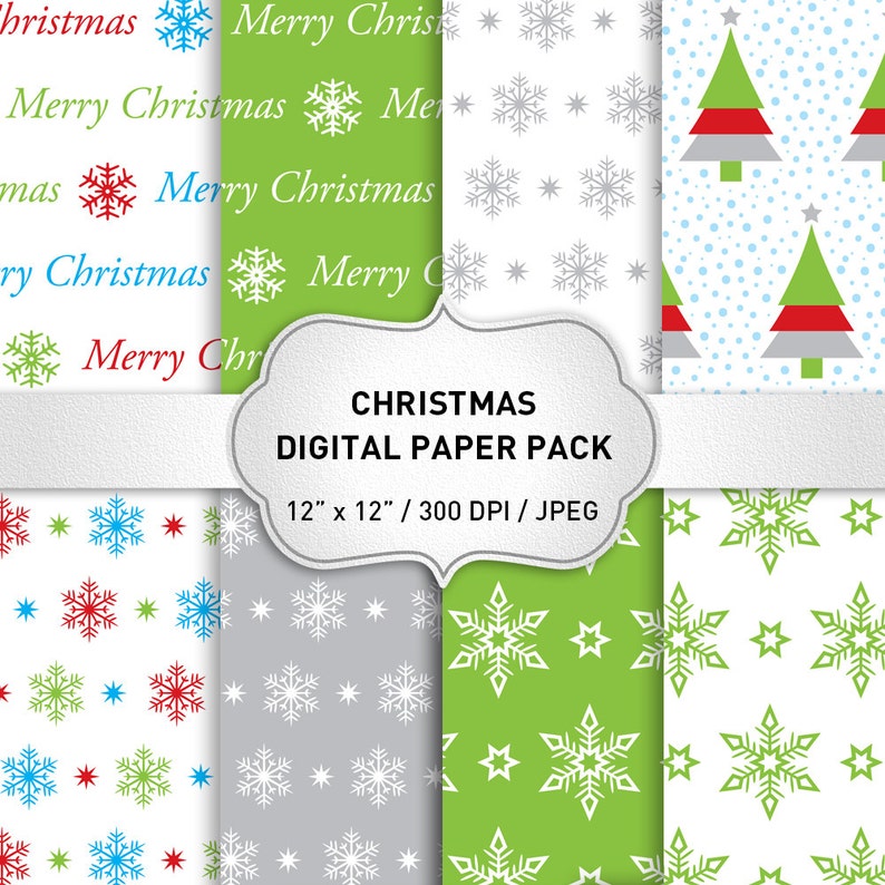 Green Christmas Digital Paper: christmas Digital - Etsy