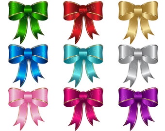 Digital Bows Clipart, Ribbon Clipart, Clip Art Bows, Scrapbook, Digital Clipart, Holiday Clipart, Printable Clipart