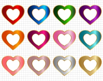 Heart Clipart: "Digital Heart Clipart" Love Clip Art, Digital Heart Frame, Heart Frame Clipart, Digital Heart Tags, Digital Heart Labels