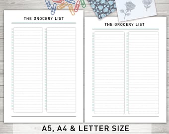 Grocery List Printable: "GROCERY LIST Organizer" Grocery Planner, Shopping List, Instant Download - A5, A4 and Letter Size