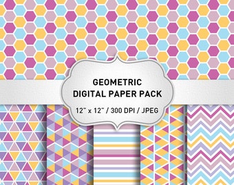 Geometrische digitales Papier, digitales Papier Pack, Dreieck Digitalpapier, Collage Blatt, druckbare Papier, geometrische digitale Hintergründe