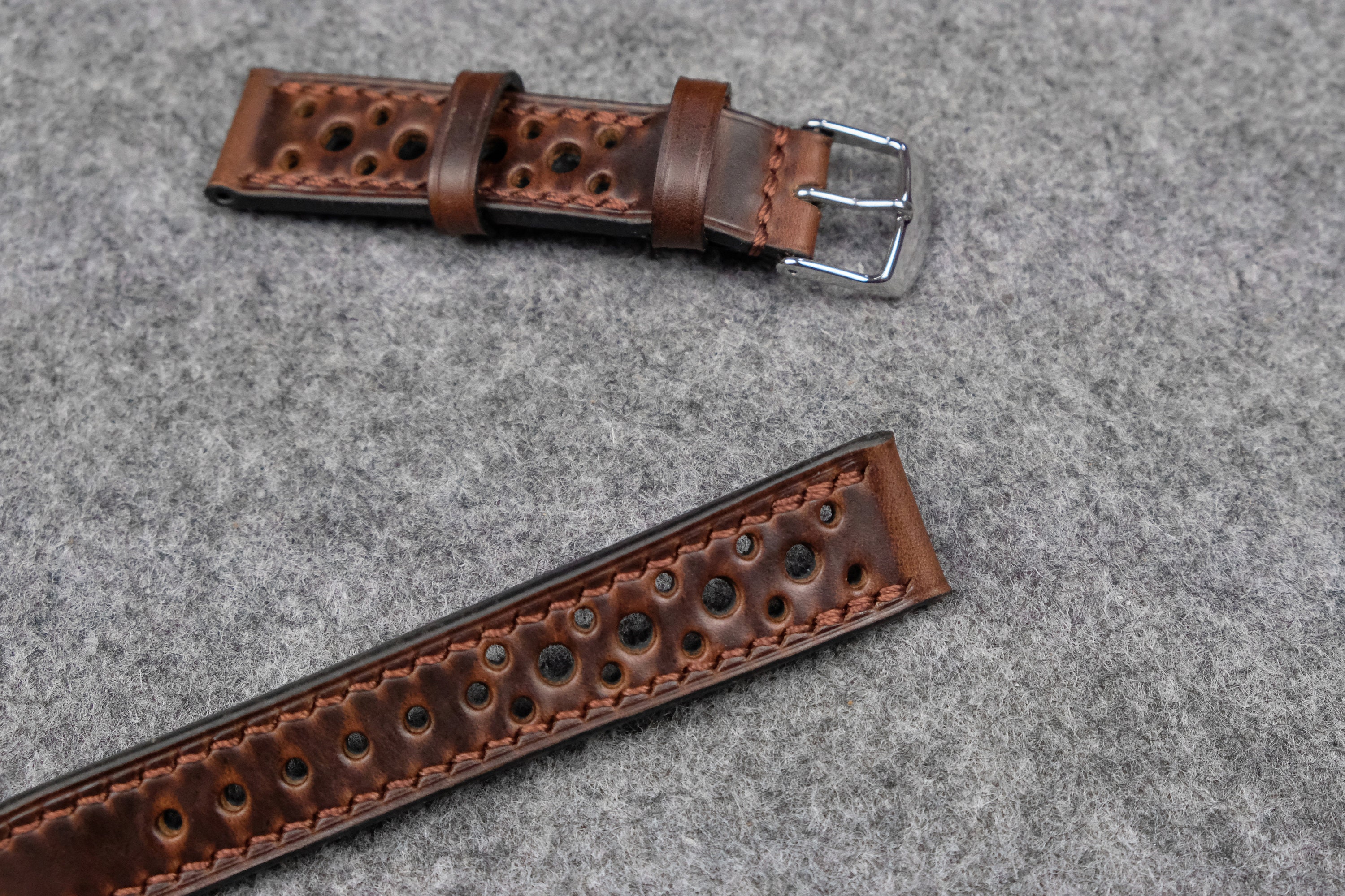 Horween Chromexcel Brown Racing Leather Watch Strap - Etsy