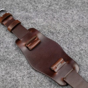 Horween Chromexcel Brown Unlined Leather Bund Watch Strap image 2