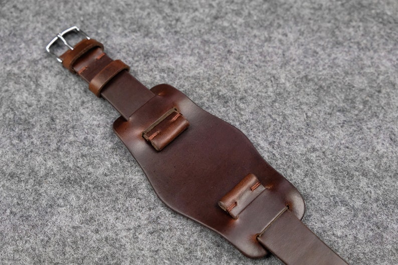 Horween Chromexcel Brown Unlined Leather Bund Watch Strap image 2