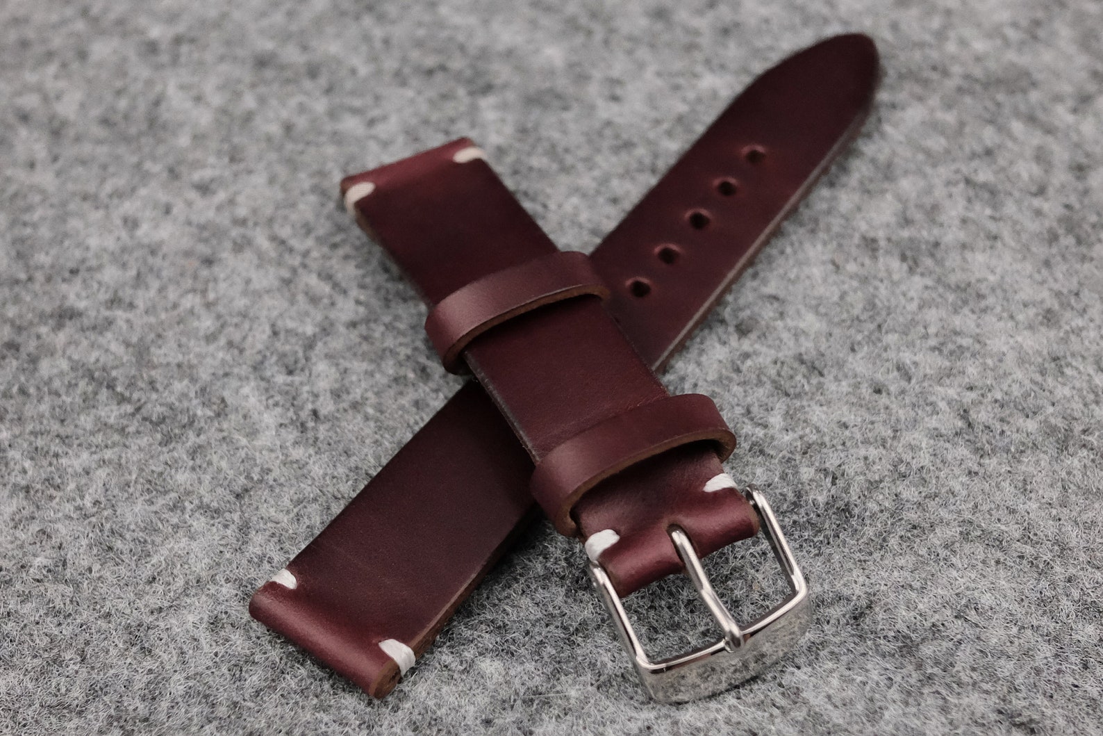 Horween Chromexcel Burgundy Unlined Side Stitch Leather Watch - Etsy