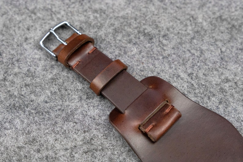 Horween Chromexcel Brown Unlined Leather Bund Watch Strap image 3