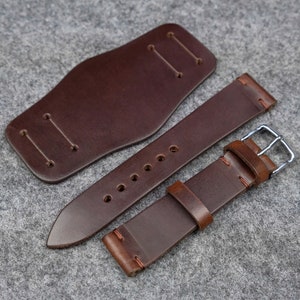 Horween Chromexcel Brown Unlined Leather Bund Watch Strap image 1
