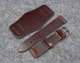 Horween Chromexcel Brown Unlined Leather Bund Watch Strap