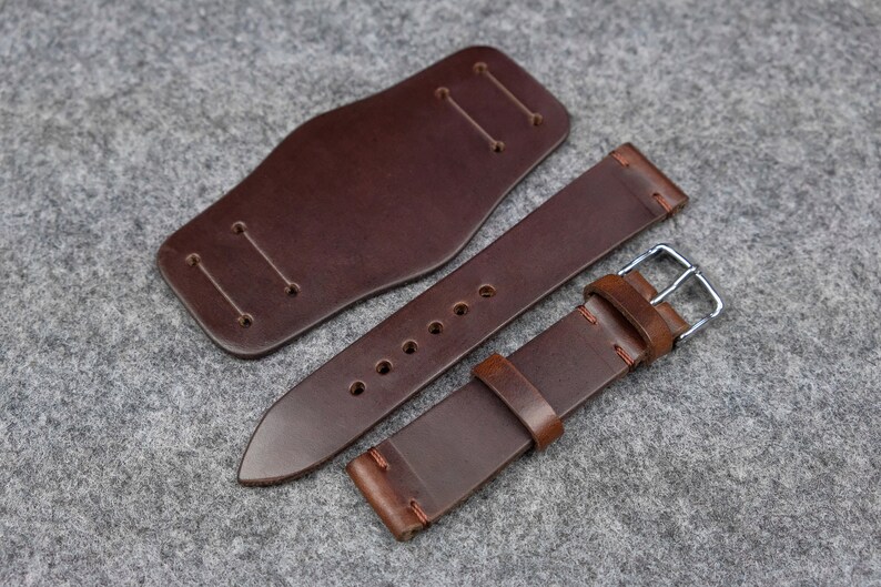 Horween Chromexcel Brown Unlined Leather Bund Watch Strap image 1