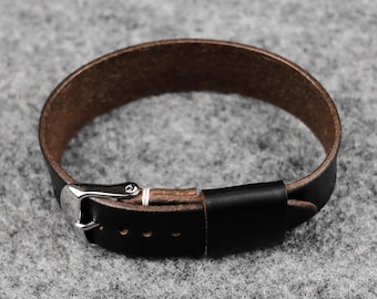 Horween Chromexcel Black Single Pass Leather Watch Strap