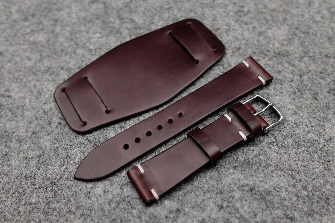 Horween Chromexcel Burgundy Unlined Leather Bund Watch Strap - Etsy