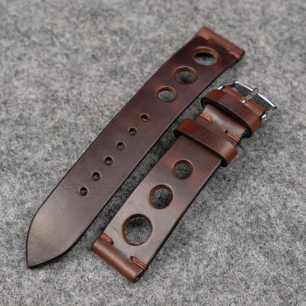 Horween Chromexcel Brown Unlined Rally Leather Watch Strap