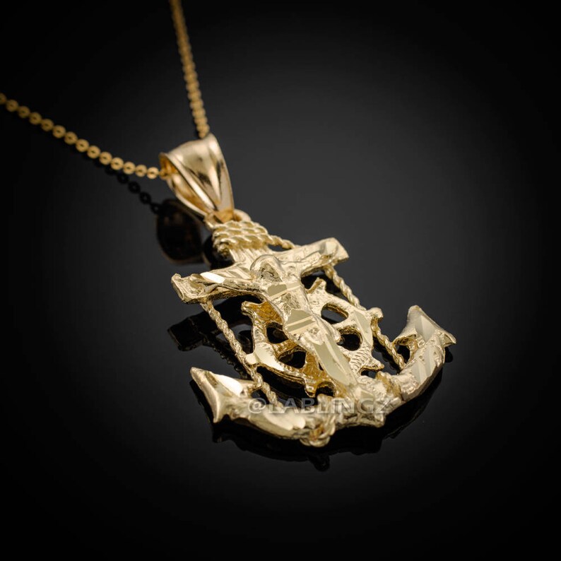 Gold anchor cross pendant Clearance