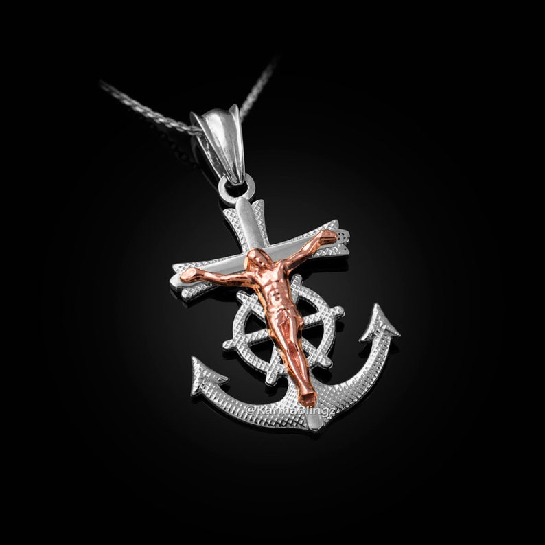 10K Yellow Gold Mariner Crucifix Charm Pendant