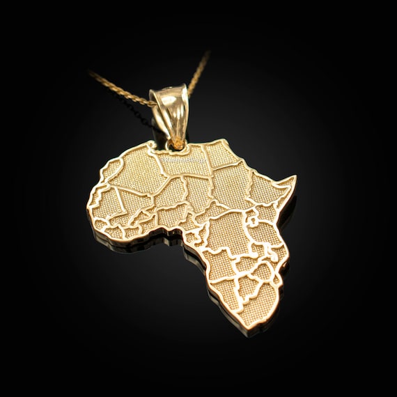 Gold Africa Map African Country Pendant Necklace 10k 14k - Real Gold Africa Pendant Necklace Gold Africa Map African Country Pendant Necklace 10k 14k - Real Gold Africa Pendant Necklace