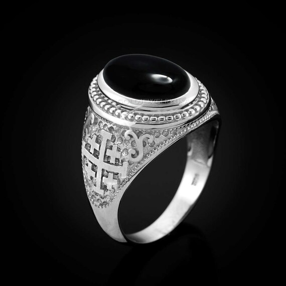 Anello Ring Croce Templare Celtica in Acciaio Dark Rock color Argento e Nero Top