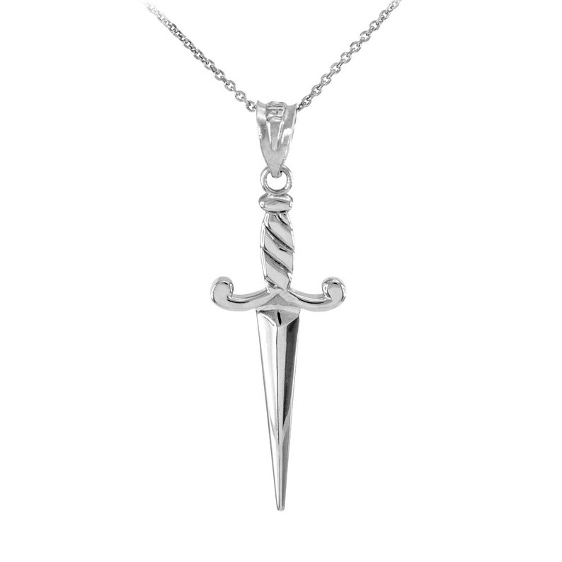 Sterling Silver Dagger Knife Charm Pendant Necklace Etsy