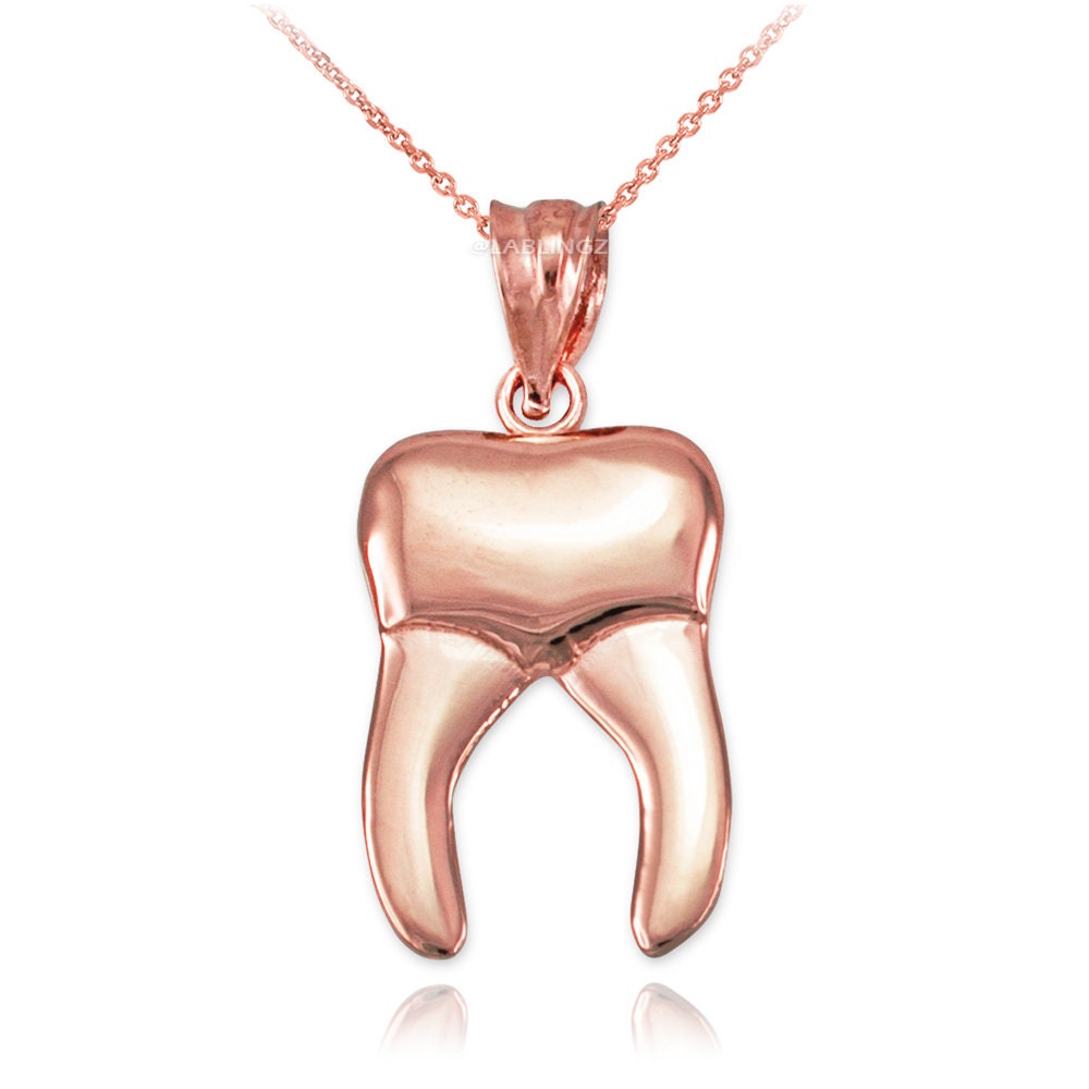 Polished Gold Molar Tooth Dental Charm Necklace 10K 14K Etsy