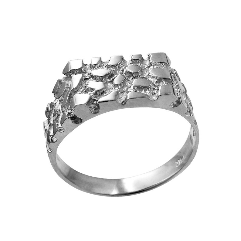 Mens Sterling Silver Rectangular Nugget Ring