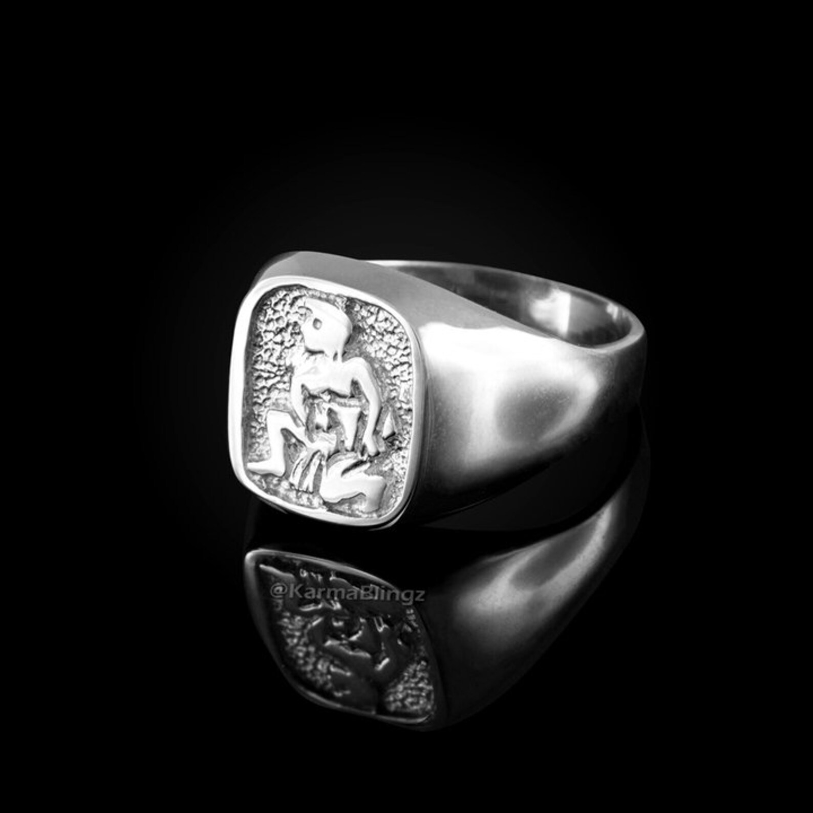 Sterling Silver Aquarius Mens Zodiac Ring Etsy