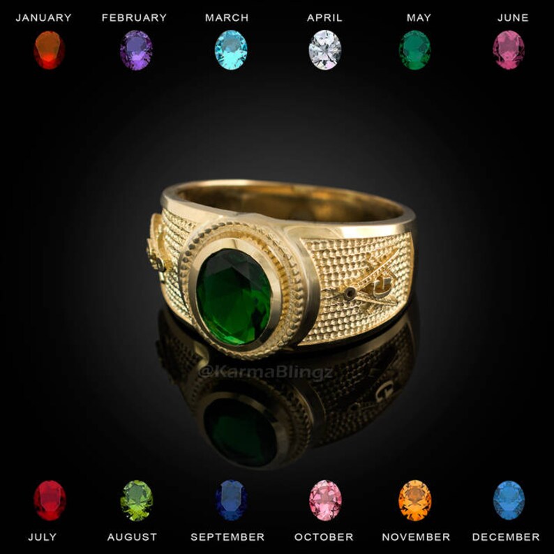 Golden Eagle Black Onyx April Clear CZ Birthstone Men Jewelry Ring Size 14