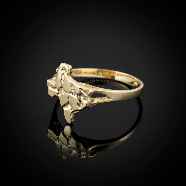 Ladies Gold Texas Nugget Ring yellow, white gold, 10k, 14k