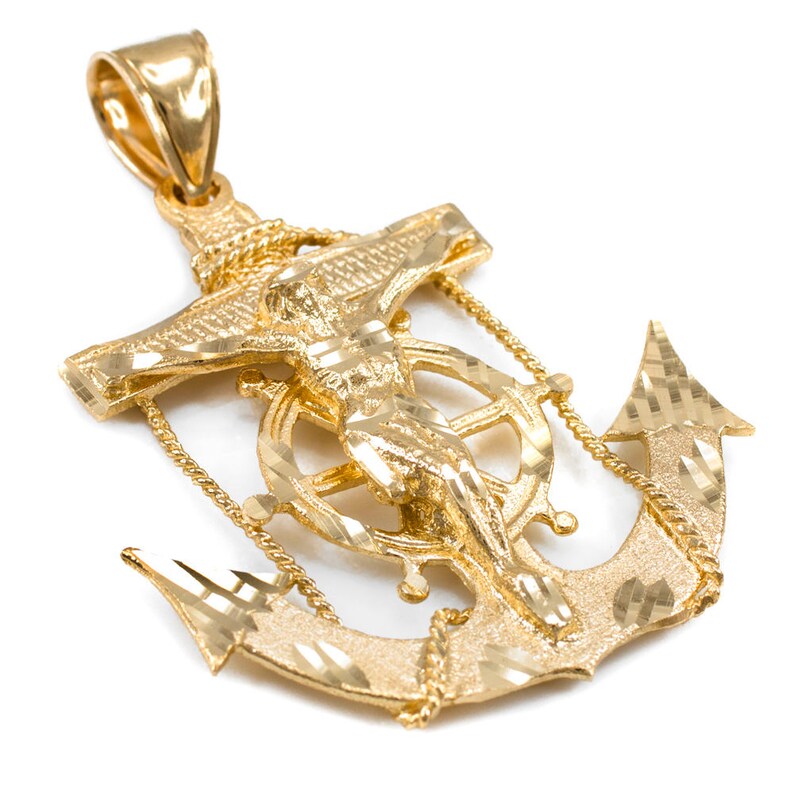 Gold anchor pendant mens Clearance
