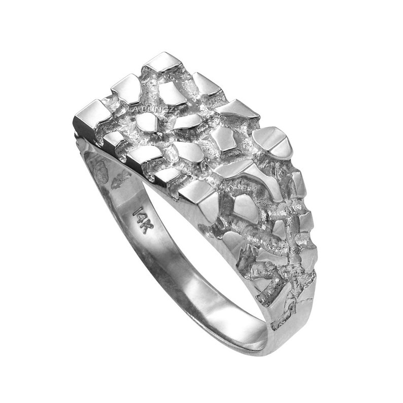Mens Sterling Silver Rectangular Nugget Ring