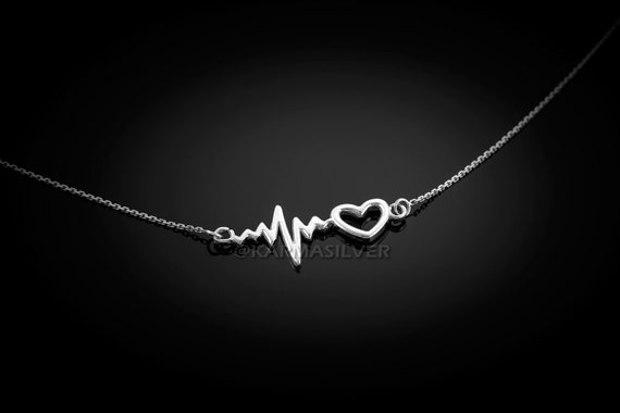 Silver heartbeat necklace