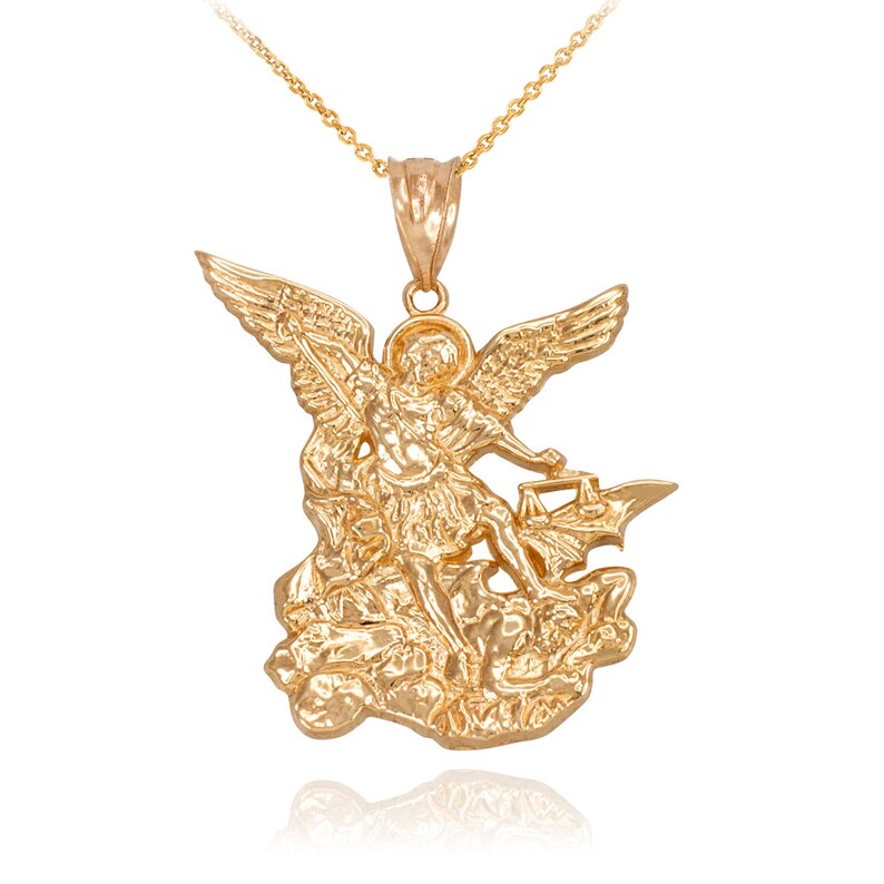 Gold Saint Michael Pendant Necklace Yellow White Rose Jewelry Pendants Valresa Com - Saint Michael Pendant White Gold
