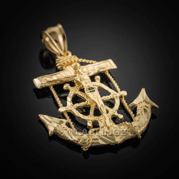 10K Yellow Gold Mariner Crucifix Pendant